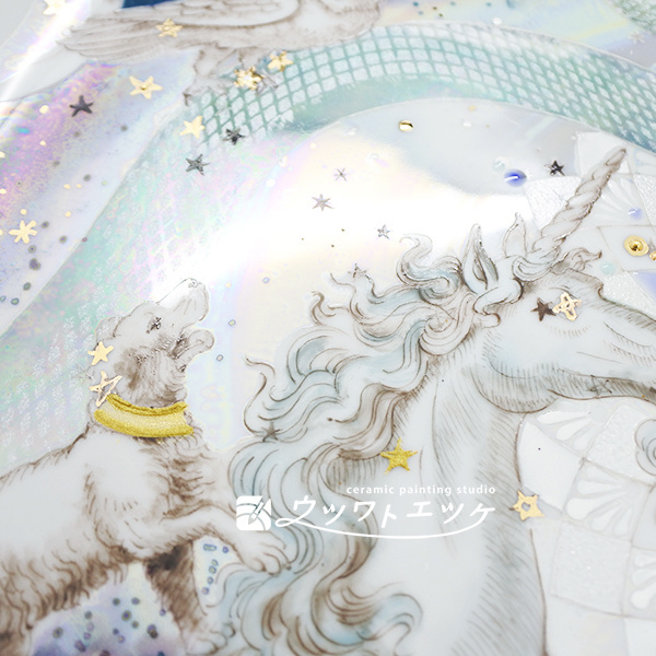 アレンジ作品の犬とユニコーン部分のアップ